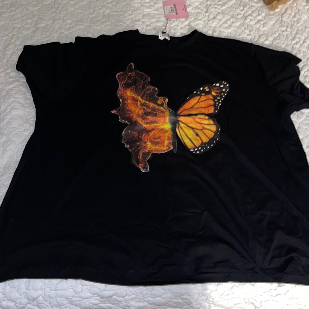 Oversized tee shirt dress in butterfly